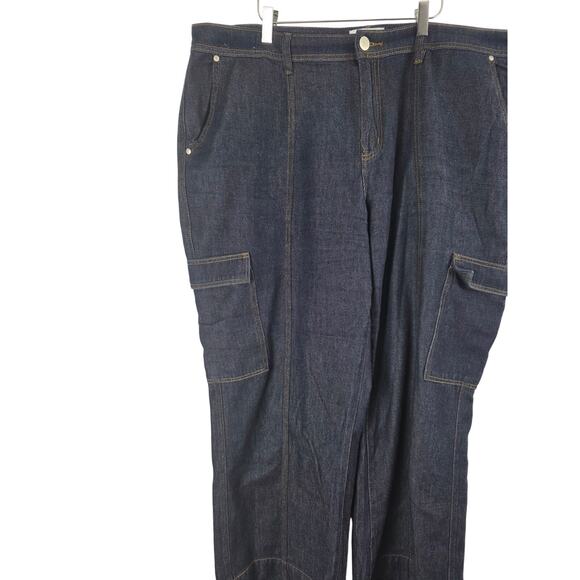 Lane Bryant Cargo Mid Rise Wide Leg Jeans 20 Womens Plus Size Dark Wash - Picture 2 of 6